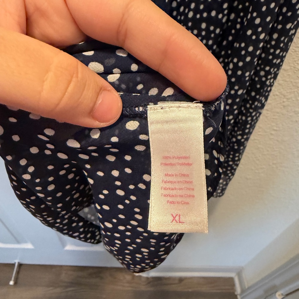 Oscar de la Renta Navy and White Polka Dot Bow sheer nightgown - Picture 4 of 6